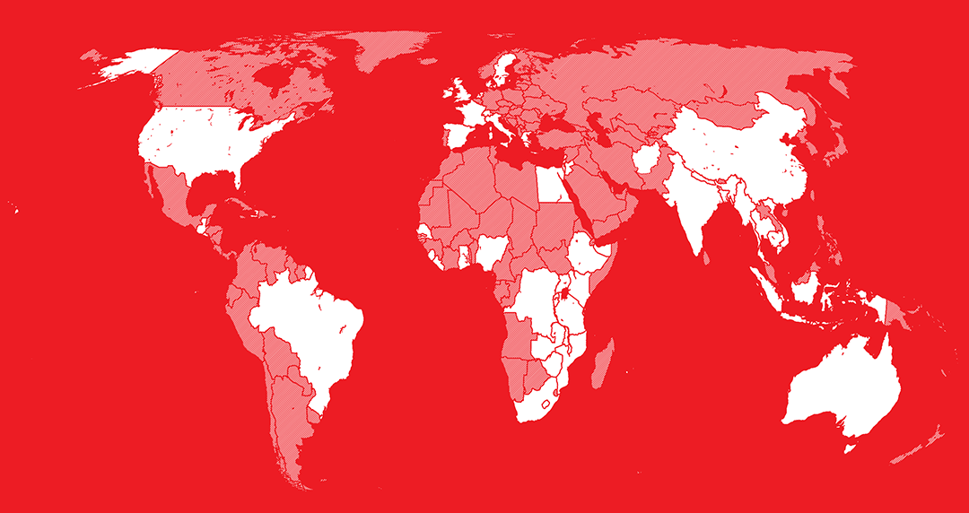 Et verdenskort over de steder vi arbejder
