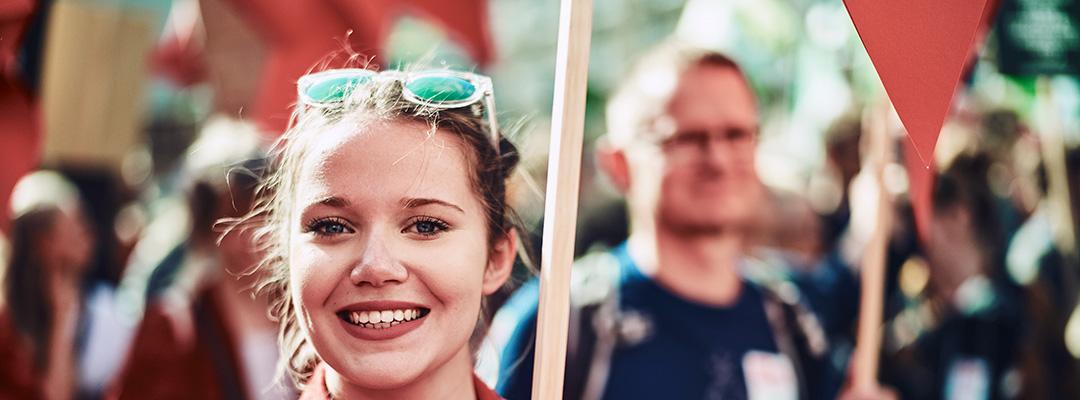 Deltager i klimamarchen 2018. Foto: Jeppe Carlsen