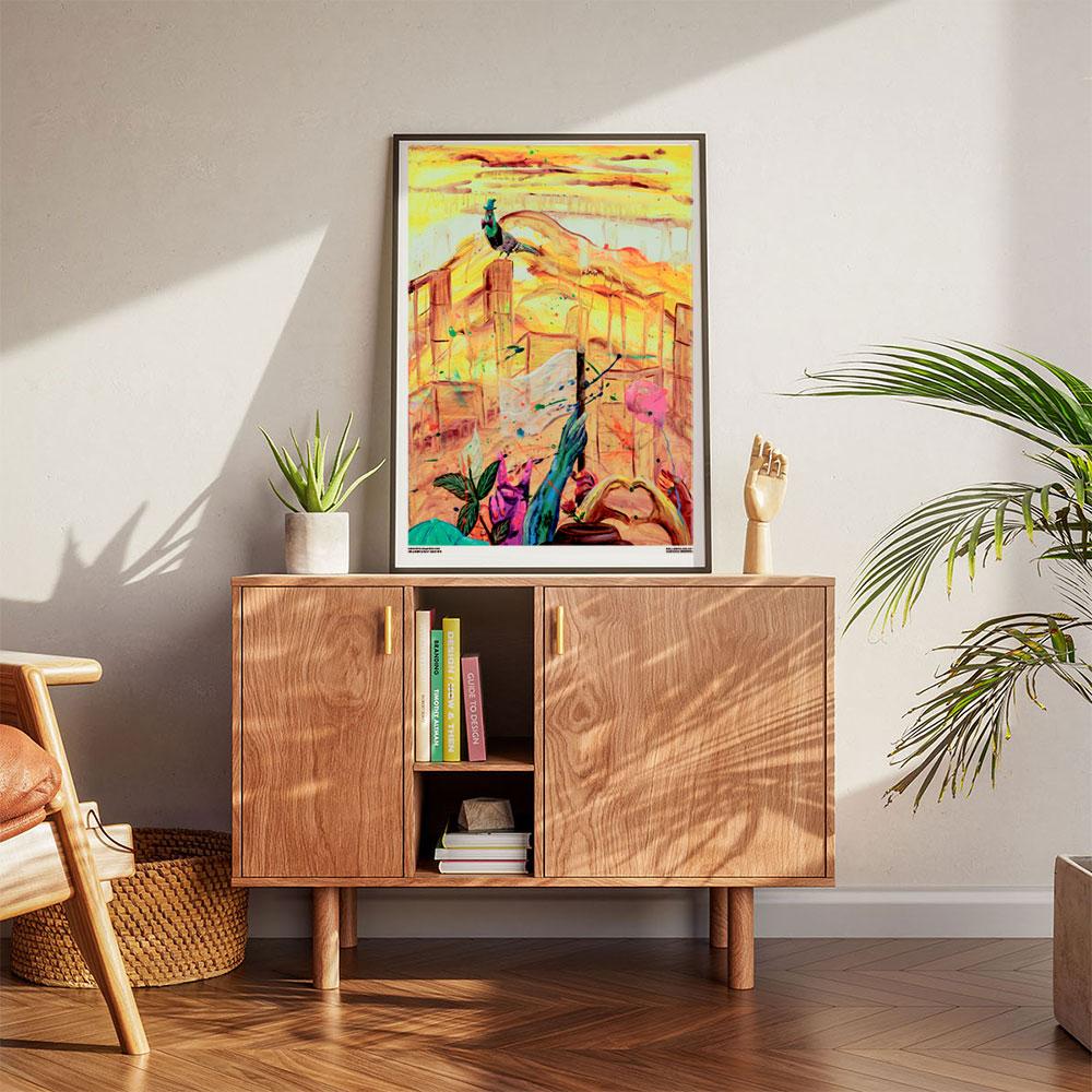 Kunstplakat af Henriette Hellstern for Mellemfolkeligt Samvirke